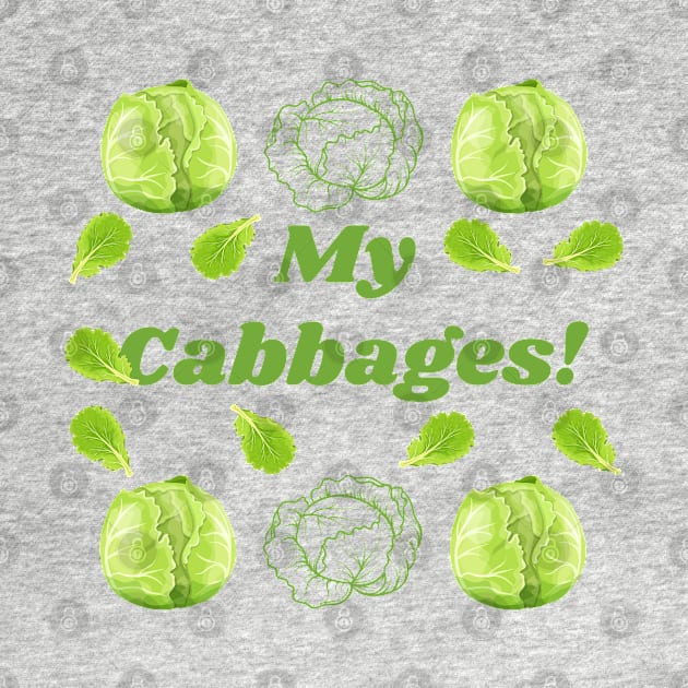 My Cabbages Pattern | Botanical Art | Green Vegetables | Gifts for Plant Lovers | Gifts for Vegetarians by mschubbybunny